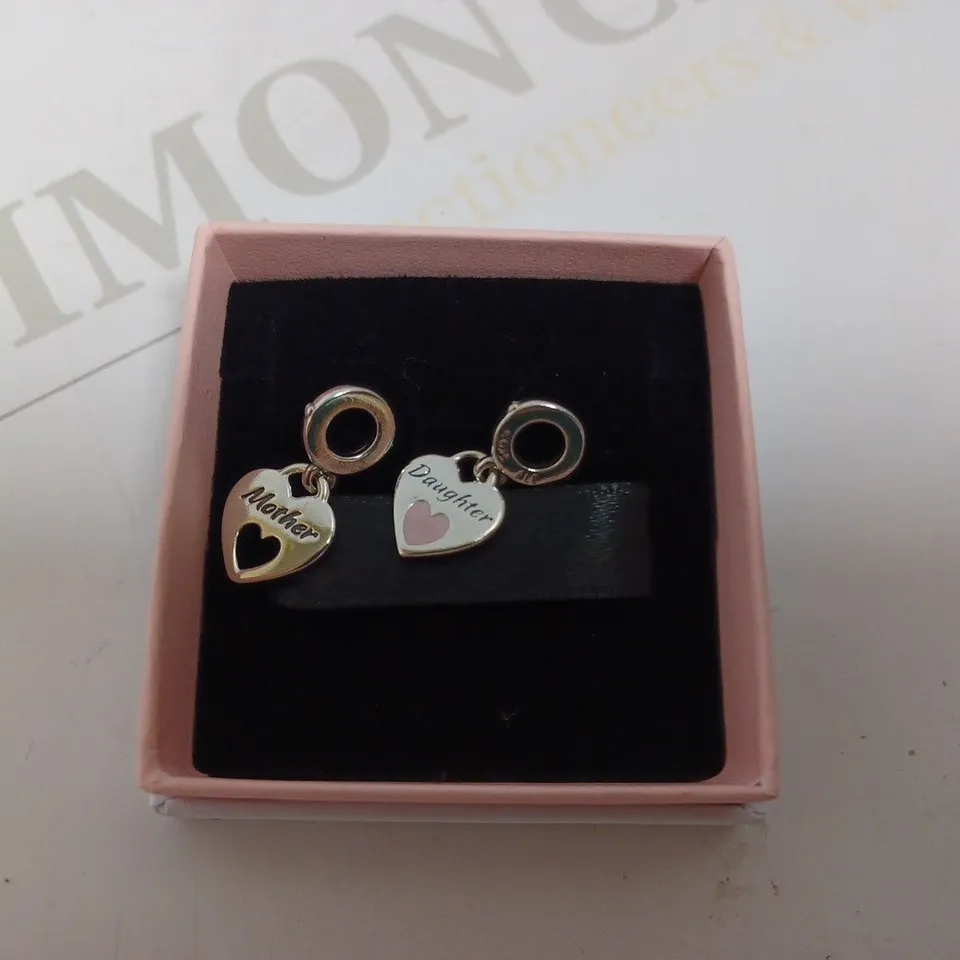 PAIR OF SILVER PANDORA CHARMS - MOTHER AND DAUGHTER