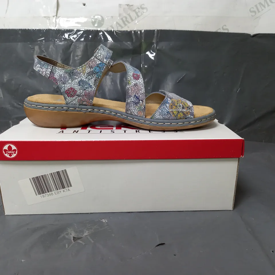 RIEKER ANTI-STRESS SANDALS BLUE FLORAL DESIGN SIZE EU 41