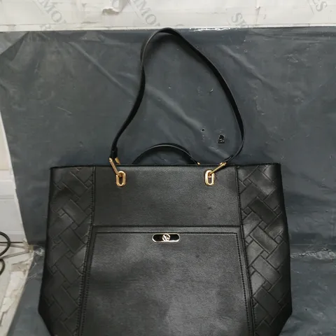 BLACK LEATHER TOTE BAG 