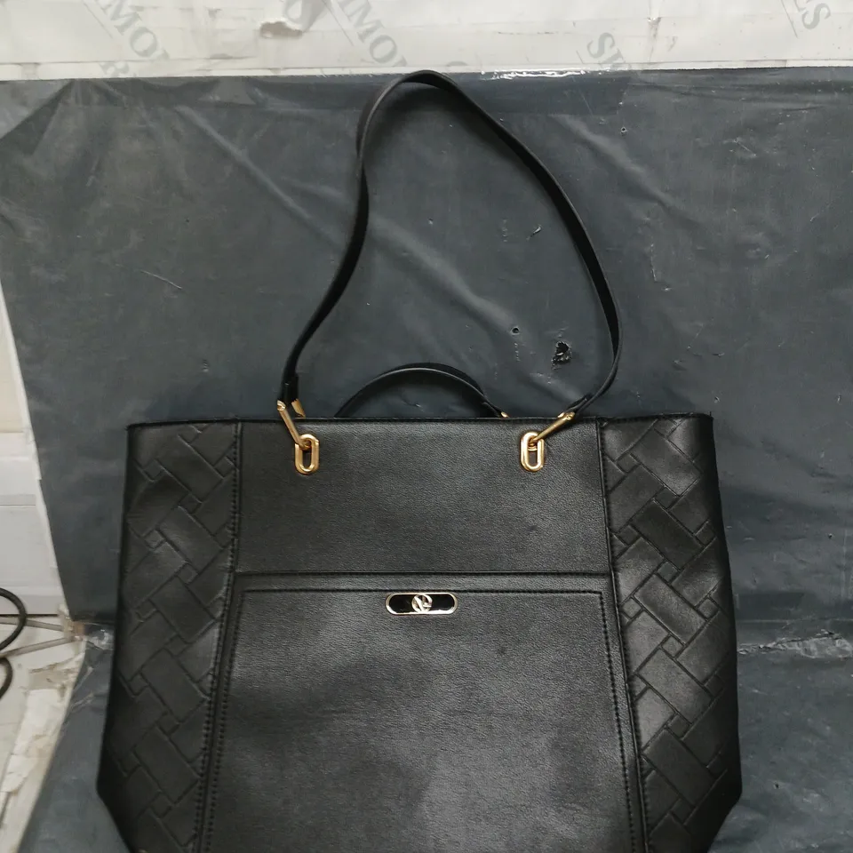 BLACK LEATHER TOTE BAG 