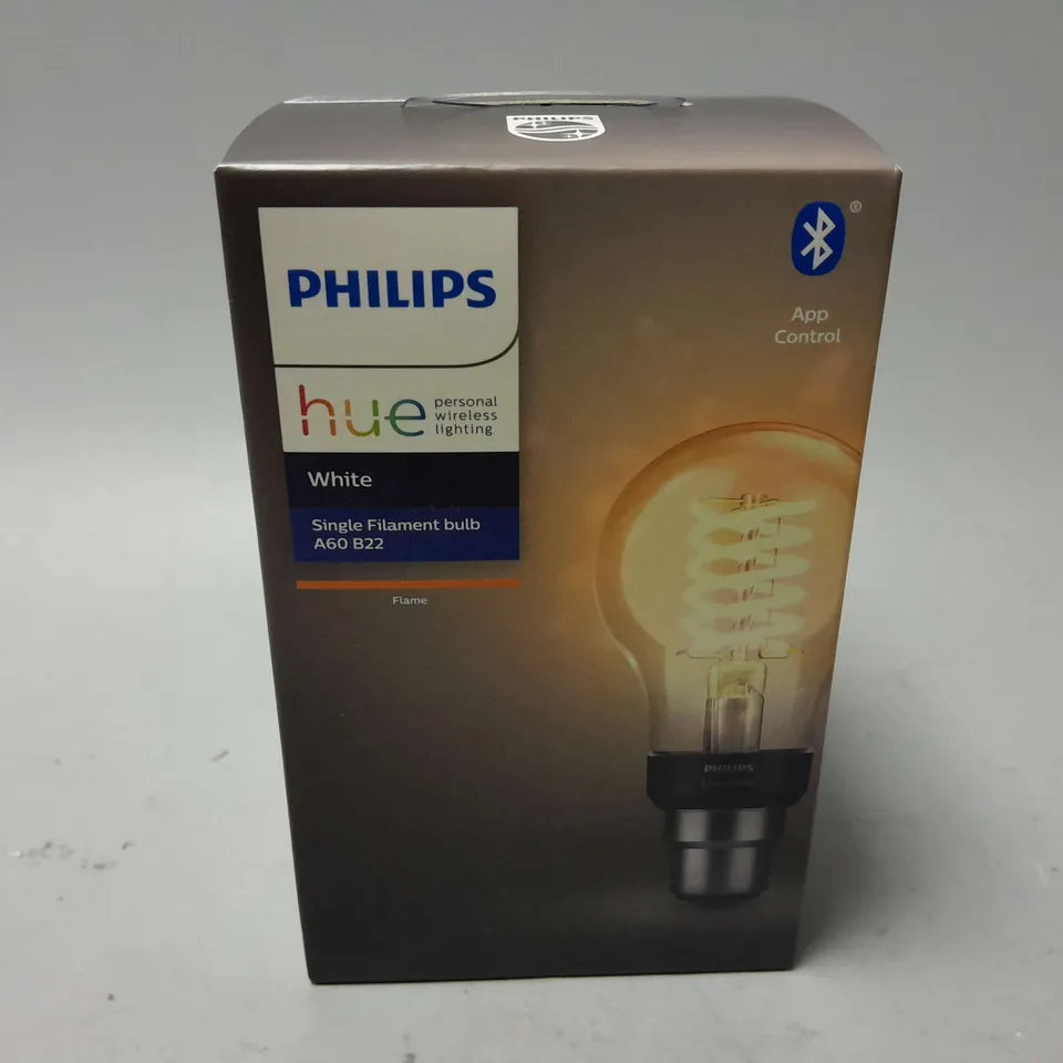 BOXED AND SEALED PHILIPS HUE WHITE SINGLE FILAMENT BULB A60 B22 FLAME