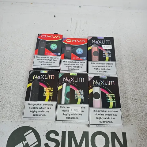 APPROXIMATELY 20 ASSORTED OXVA E-CIG PRODUCTS AND ACCESSORIES IN VARIOUS COLOURS, SHAPES AND SIZES