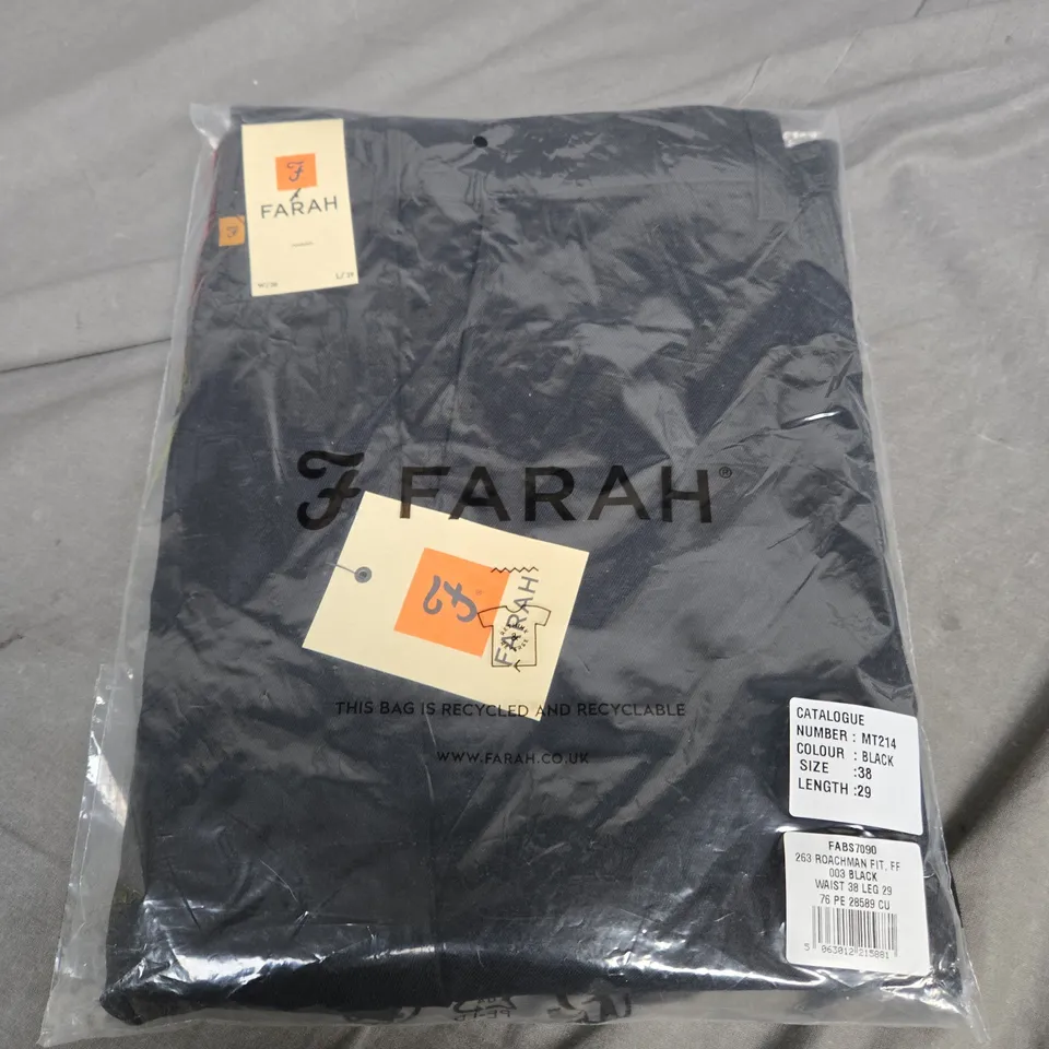 FARAH THE ROCHMAN FLEXI WAIST 16" HEM REGULAR FIT BLACK - SEALED 