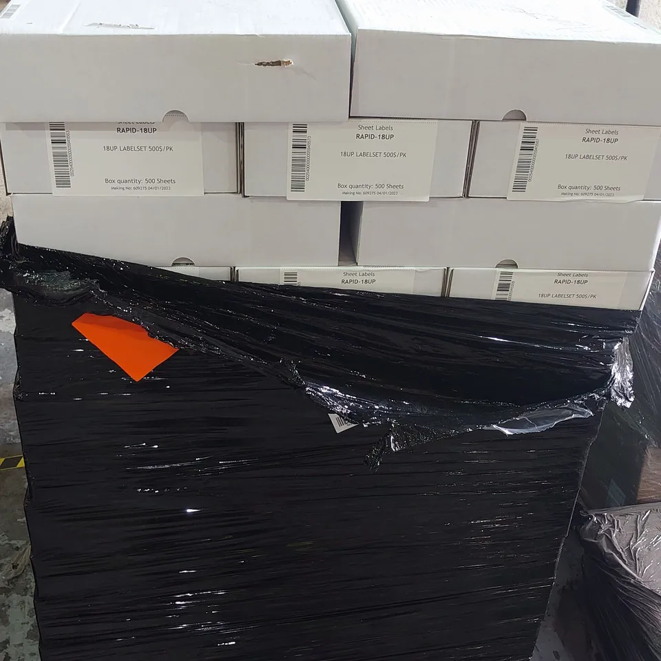 PALLET CONTAINING 140 500-PACKS OF RAPID-18UP SHEET LABELS