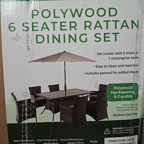 GARDEN COLLECTION POLYWOOD 6-SEATER DINING SET - 3 BOXES