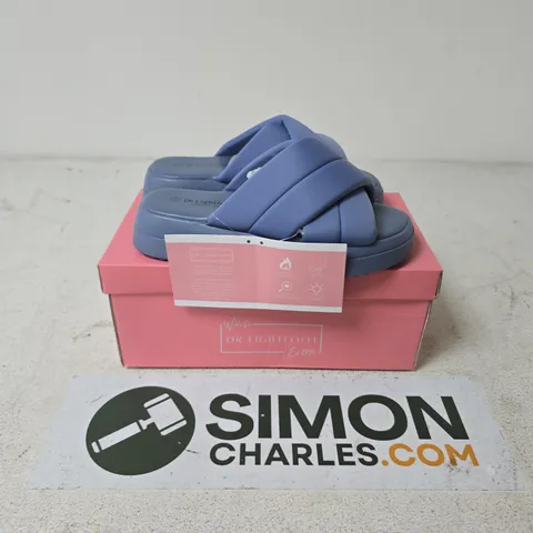 BOXED PAIR OF DR LIGHTFOOT MIA SLIDES IN PALE BLUE - SIZE 4