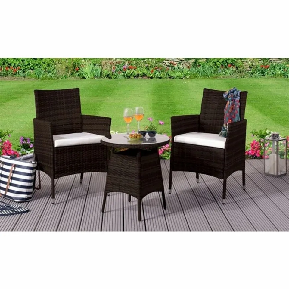 BOXED EVADNA 2 SEATER BISTRO SET WITH CUSHIONS 