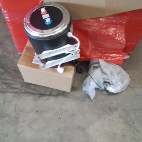 PALLET OF ASSORTED HOUSEHOLD GOODS AND PRODUCTS TO INCLUDE; ELECTRIC WATER HEATER, BOXED FURNITURE ETC