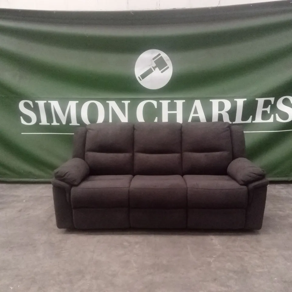 ALBION CHENILLE 3 SEATER HIGH BACK MANUAL RECLINER SOFA - CHARCOAL RRP £679