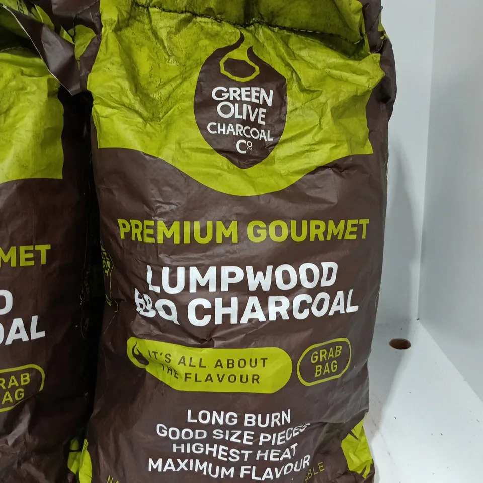 LOT OF 4 GREEN OLIVE LUMPWOOD BBQ CHARCOAL GRAB BAGS