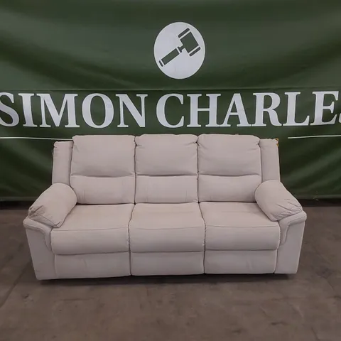 DESIGNER ALBION FABRIC UPHOLSTERED 3 SEATER MANUAL RECLINER SOFA