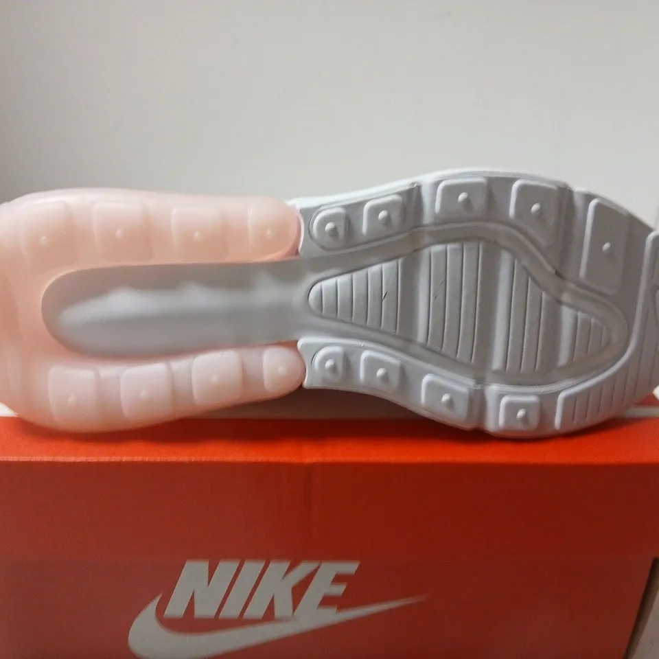 BOXED PAIR OF NIKE AIR MAX 270 GS TRAINERS – WHITE/PINK FOAM, UK 5.5