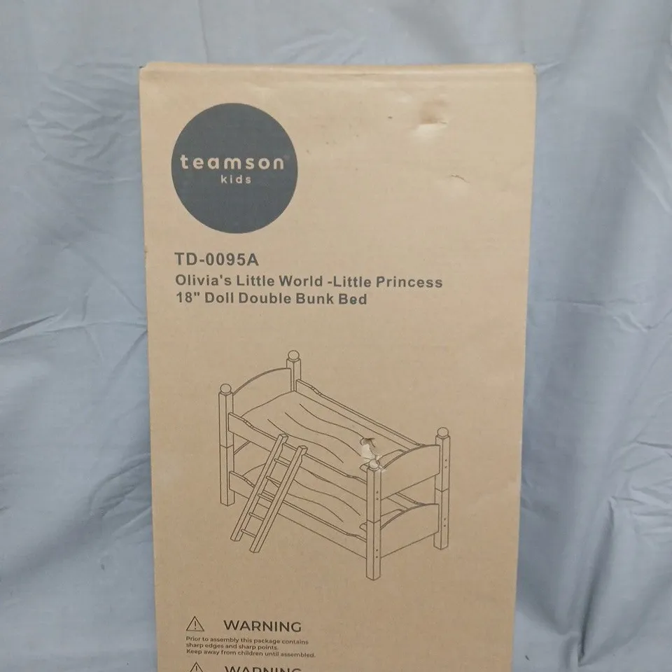 TEAMSON KIDS TD-0095A OLIVIA'S LITTLE WORLD - LITTLE PRINCESS 18IN DOLL DOUBLE BUNK BED (BOXED)