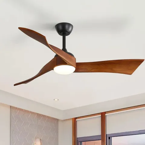 BOXED 132CM SOLID WOOD 3-BLADE PROPELLER CEILING FAN WITH REMOTE CONTROL 