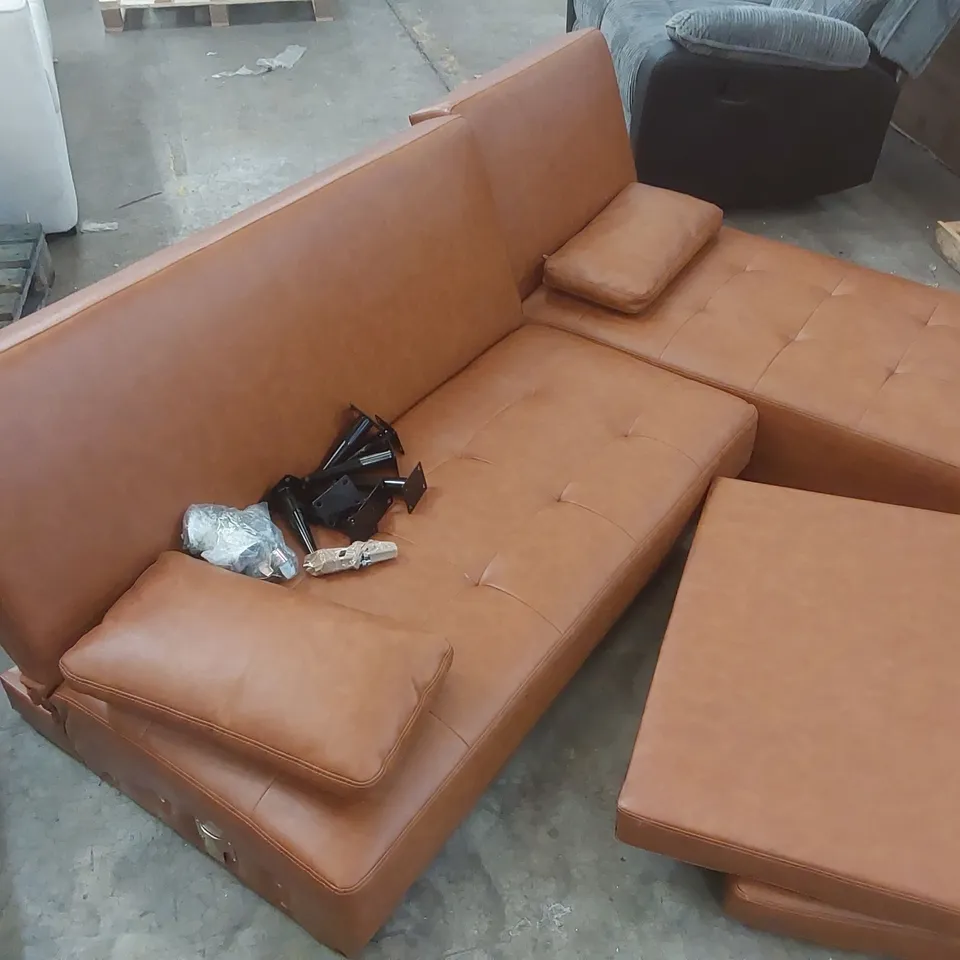 QUALITY DESIGNER FAUX LEATHER CORNER SOFA BED