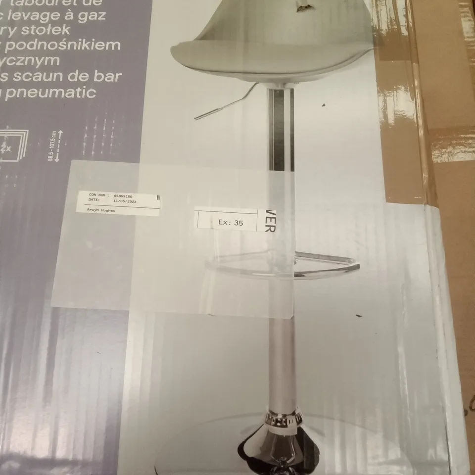 BOXED GOODHOME NUITO LIGHT GREY GAS LIFT BARSTOOL