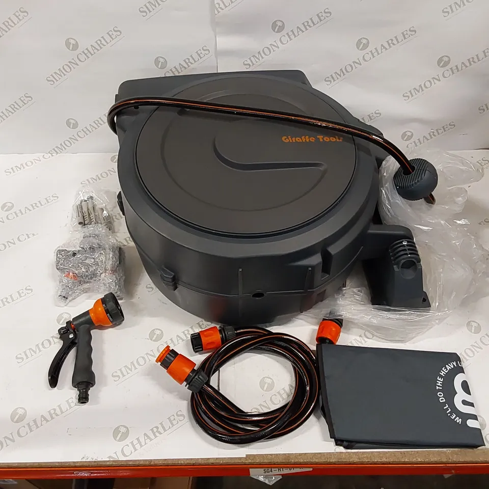 BOXED GIRAFFE TOOLS RETRACTABLE HOSE REEL WITH 1/2" X 35M PVC WATER HOSE (1 BOX)