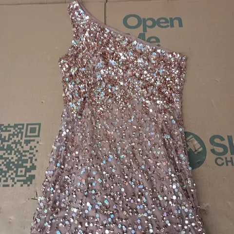 SISTAGLAM SEQUIN ONE-SHOULDER DRESS, PINK – UK 8