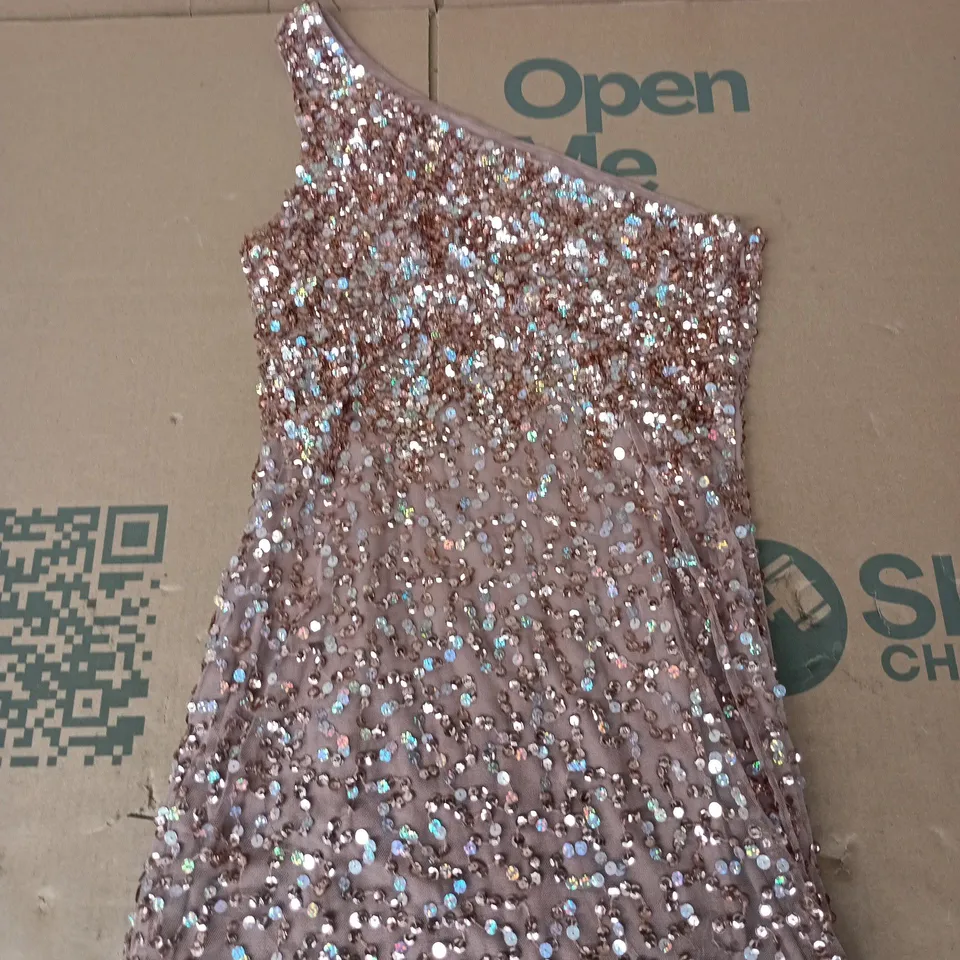 SISTAGLAM SEQUIN ONE-SHOULDER DRESS, PINK – UK 8