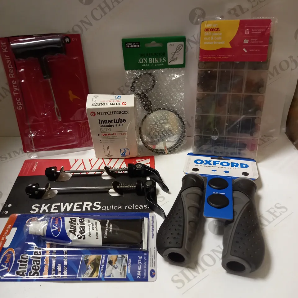 LOT OF APPROX 15 ASSORTED TOOLS & EQUIPMENT TO INCLUDE AUTO SEALER, DENSITY ERGO GRIPS, GEAR CABLE, ETC 