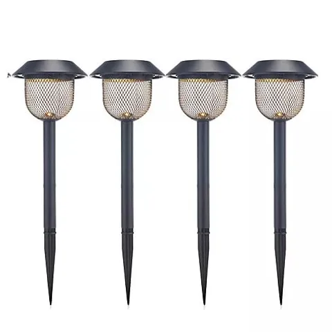 GARDEN REFLECTIONS 4 X METAL LATTICE WARM WHITE SOLAR LIGHTS