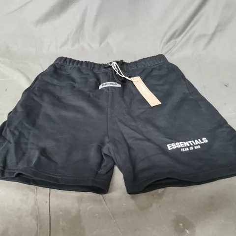FEAR OF GOD ESSENTIALS BLACK SHORTS - SIZE M