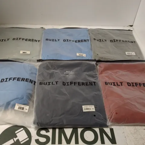 BOX OF APPROXIMATELY 20 ASSORTED BUILT DIFFERENT T-SHIRTS/SHIRTS IN VARIOUS COLOURS AND SIZES