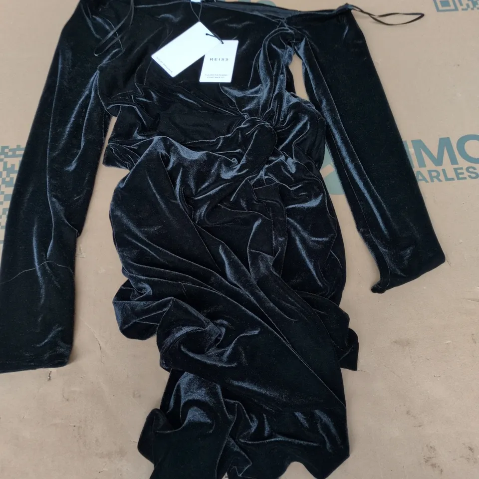 reiss long sleeve midi dress in black - uk 6
