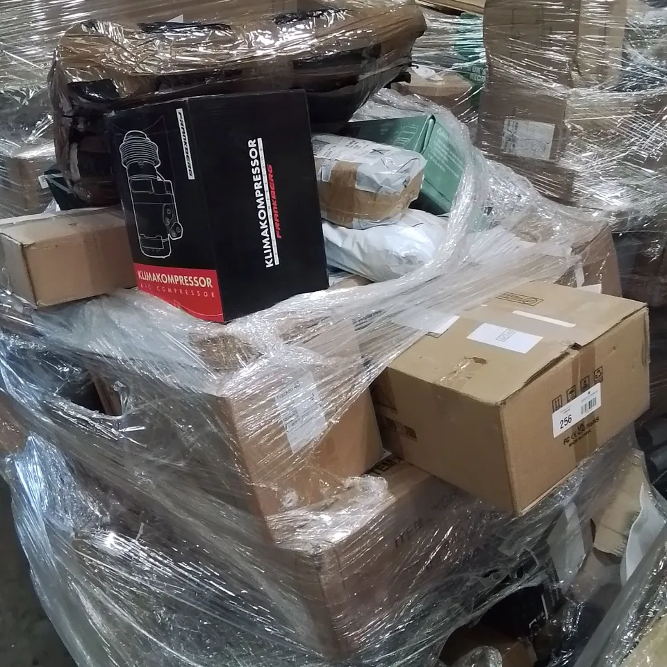PALLET CONTAINING VARIOUS ASSORTED BOXED ITEMS TO INCLUDE: LITHIUM-ION BATTERIES AND CHARGERS, A/C COMPRESSOR, HANDHELD PRESSURE WASHER, VACUUM CLEANER AND LOTS MORE UNMARKED BOXED ITEMS 