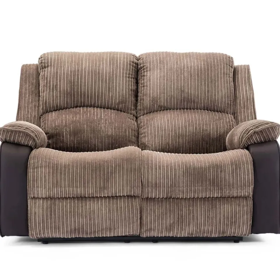 BOXED DESIGNER ELECTRIC RECLINER 2 SEATER FABRIC RECLINER SOFA - BROWN (1 BOX)