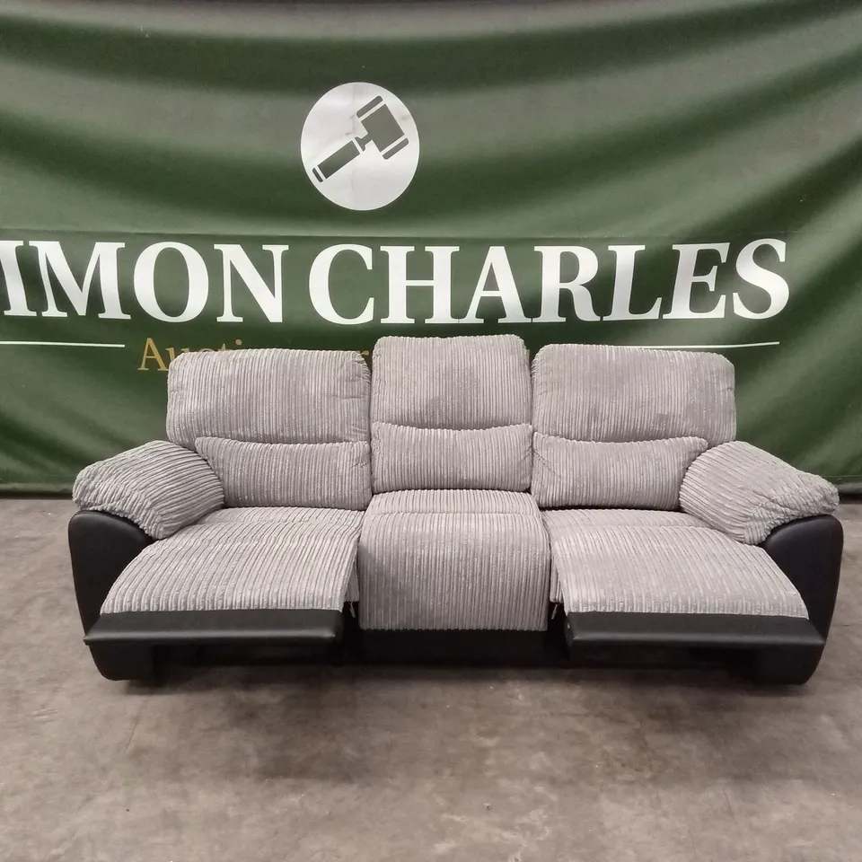 SIENNA FABRIC/FAUX LEATHER HIGH BACK 3 SEATER RECLINER SOFA RRP £849