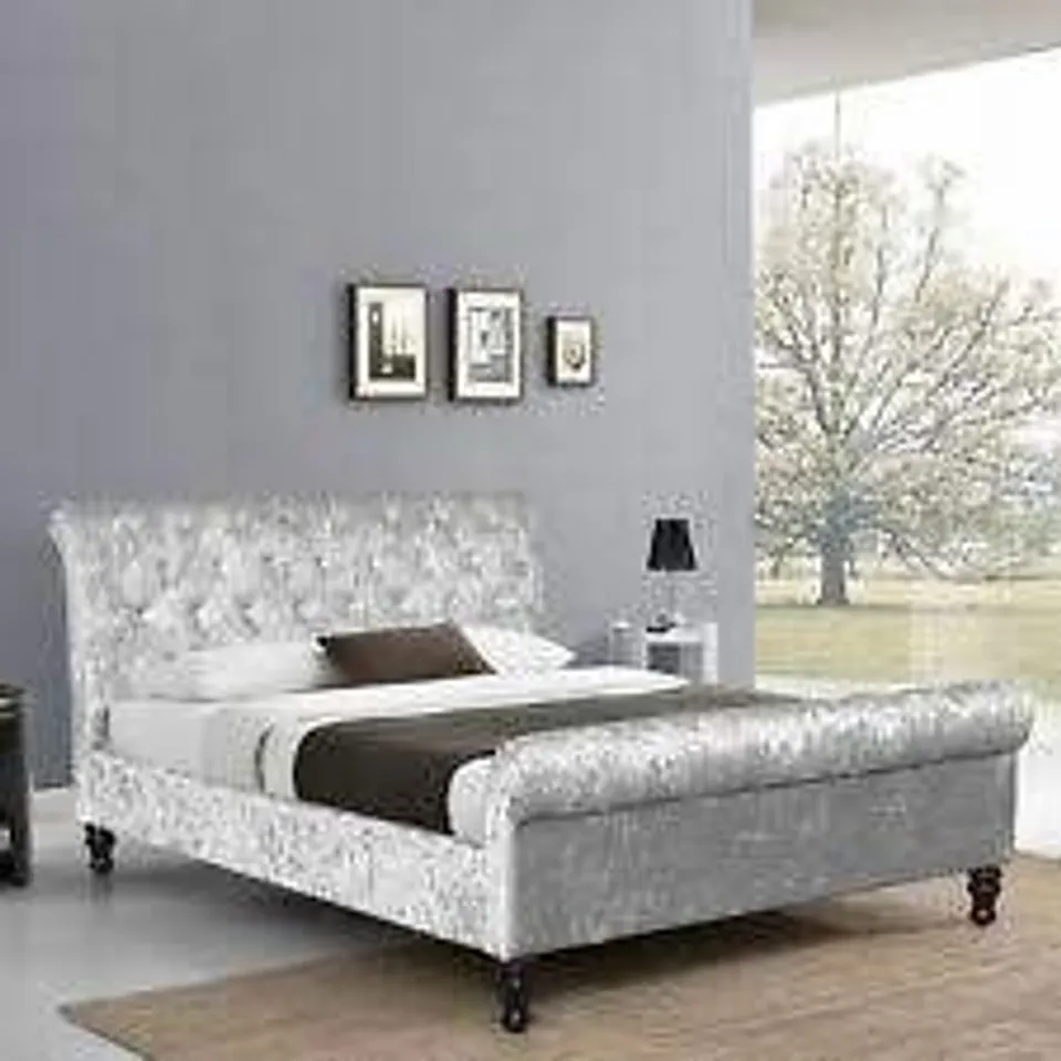 BOXED UNGER VIOLETTA KING SIZE UPHOLSTERED BED - CRUSHED VELVET (2 BOXES)