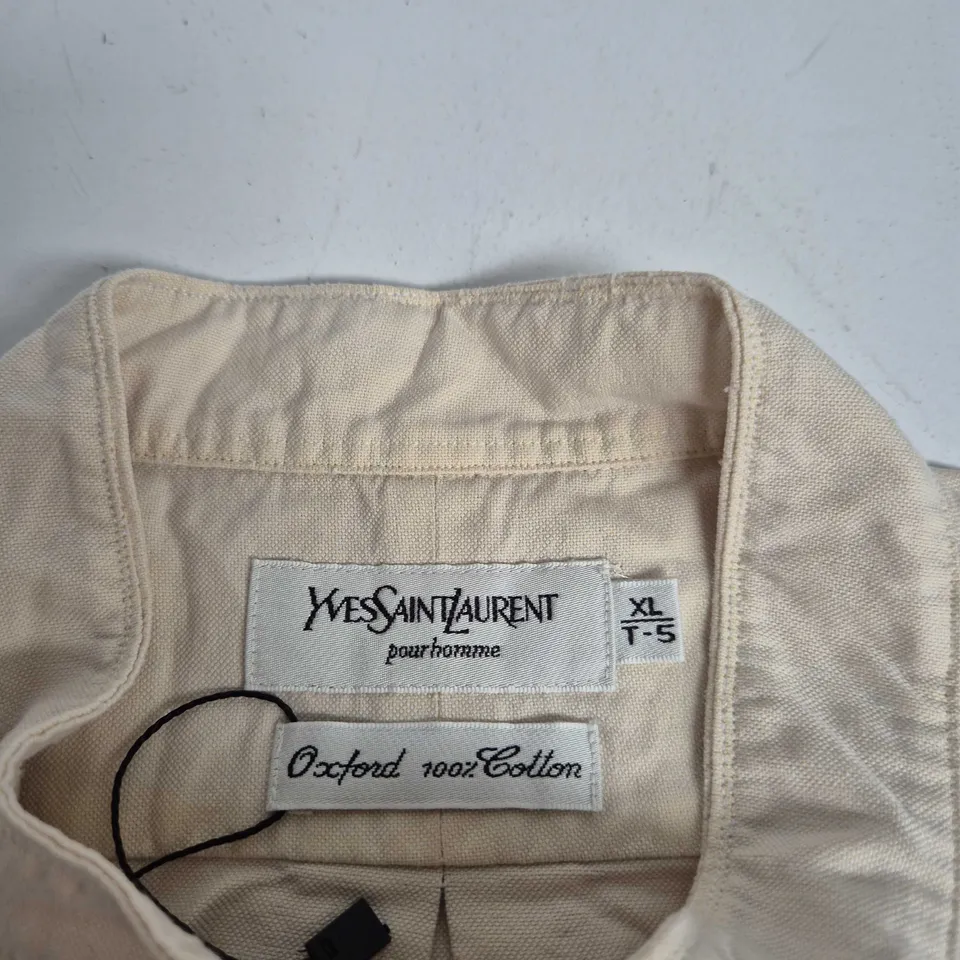 YVES SAINT LAURENT POUR HOMME BEIGE OXFORD COTTON SHIRT – UK XL