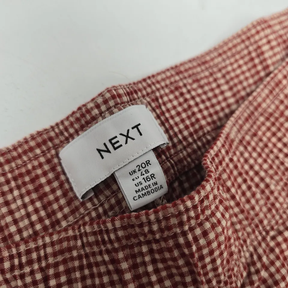 NEXT WOMEN’S GINGHAM TROUSERS, UK 20R (EU 48) – RED/WHITE