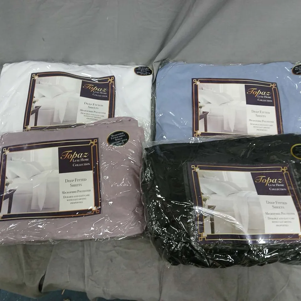 BOX OF APPROXIMATELY 15 ASSORTED FITTED SHEETS IN VARIOUS COLOURS AND SIZES