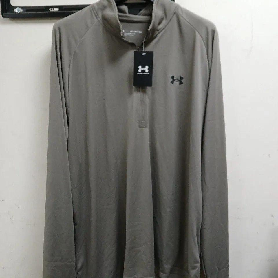 UNDER ARMOUR GREY LONG-SLEEVE QUARTER-ZIP TOP – MEN’S - SIZE 3XL