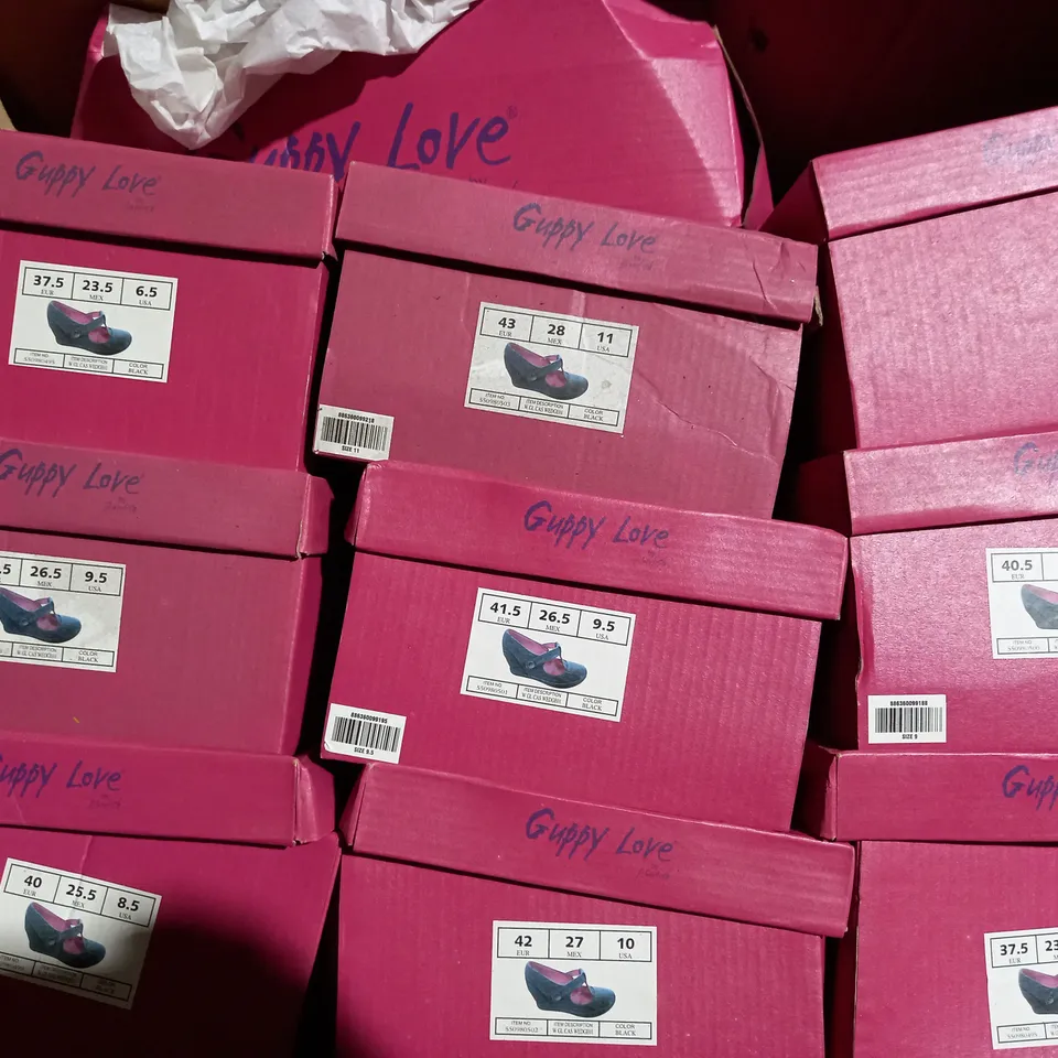 APPROXIMATELY 10 BOXED PAIRS OF GUPPY LOVE BY BLOWFISH WEDGE SHOES IN VARIOUS SIZES TO INCLUDE SIZE 37.5EU