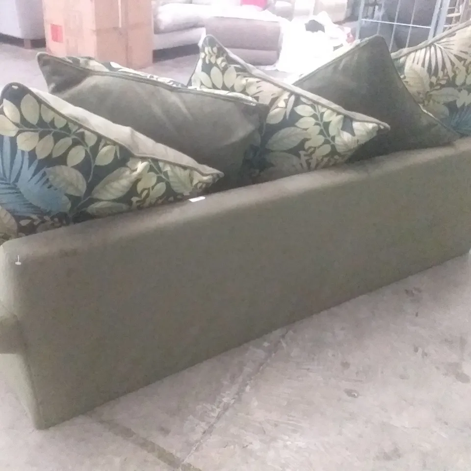 DESIGNER LOUNGE CO LOW WOODLAND MOSS FABRIC 2.5 SEATER SOFA 
