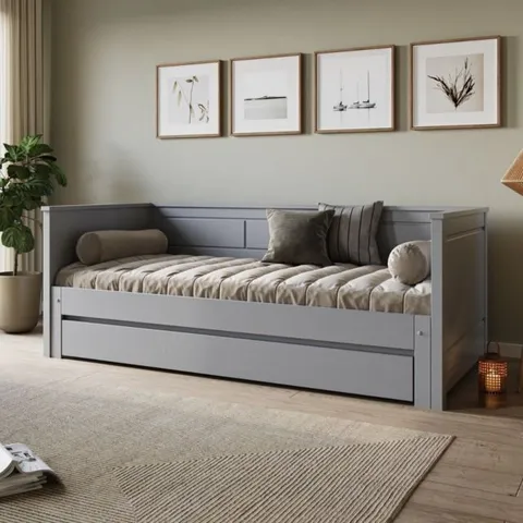 BOXED NOOMI ERIKA GUEST BED WITH DRAWER - GREY (4 BOXES)