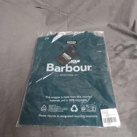 BAGGED BARBOUR INTERNATIONAL ALANI LOGO TSHIRT IN DEEP TEAL SIZE 10