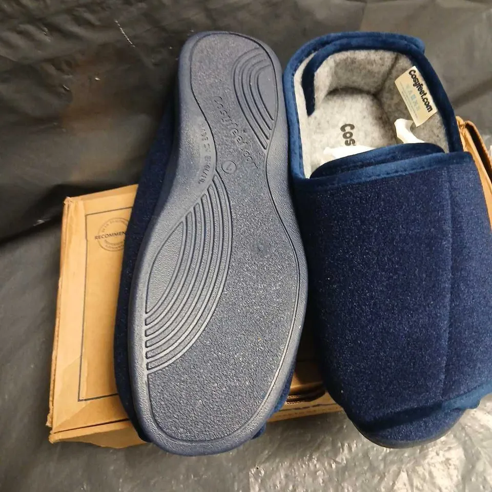 COSYFEET EMMA NAVY SLIPPERS – UK 7 (EU 40) – WIDTH 6E
