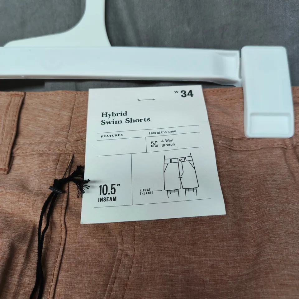 2 X GOODFELLOW AND CO HYBRID SWIM SHORTS ALMOND W34 WITH TAGS