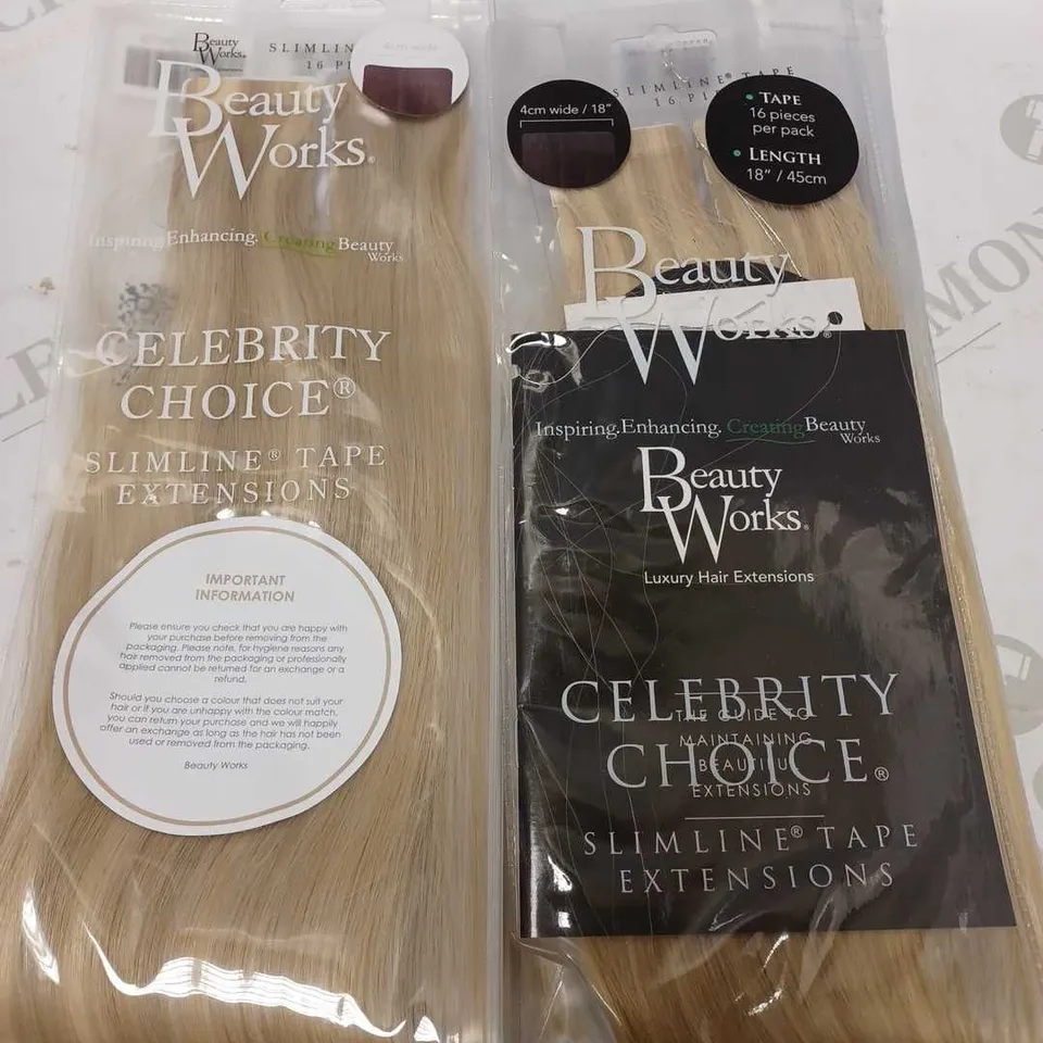 LOT OF 2 BEAUTY WORKS BLONDE TAPE HAIR EXTENSIONS 18"