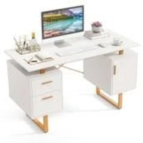 BOXED COMPUTER DESK WITH FLOATING DESKTOP AND DUAL DRAWERS (1 BOX)