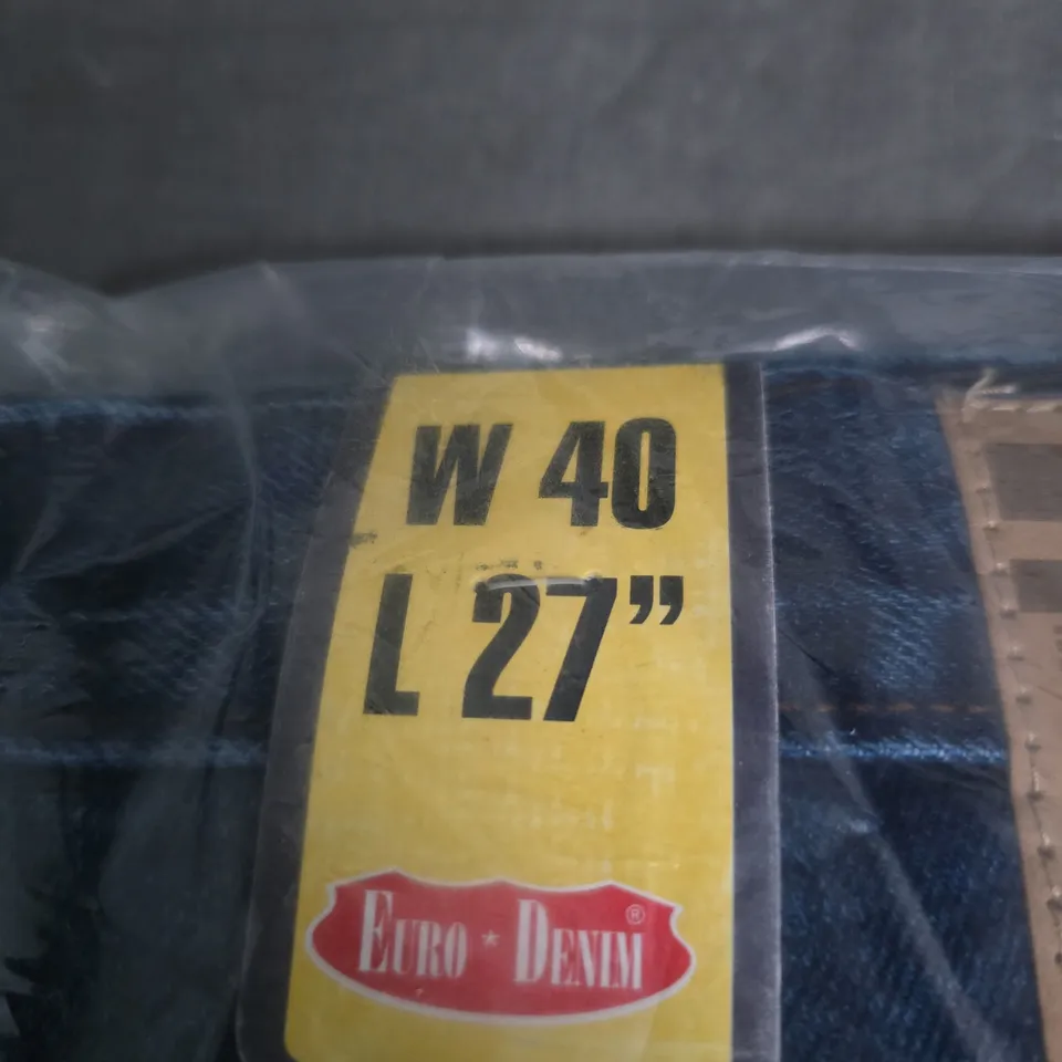 EURO DENIM MEN'S INDIGO JEANS, W40 L27 (VERIFY MODEL)