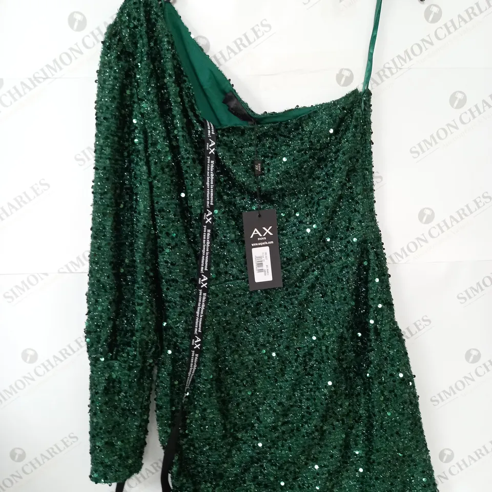 AX PARIS GREEN SEQUIN ONE SHOULDER TOP - 12