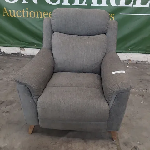 DESIGNER POWER RECLINING EASY CHAIR GREY FABRIC