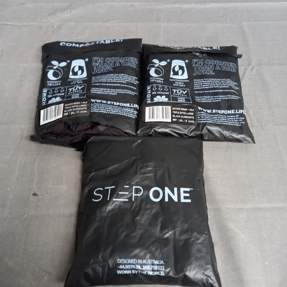 STEP ONE X3 BOXER BRIEF + FLY IN BLACK CURRENTS SIZE 3XL 