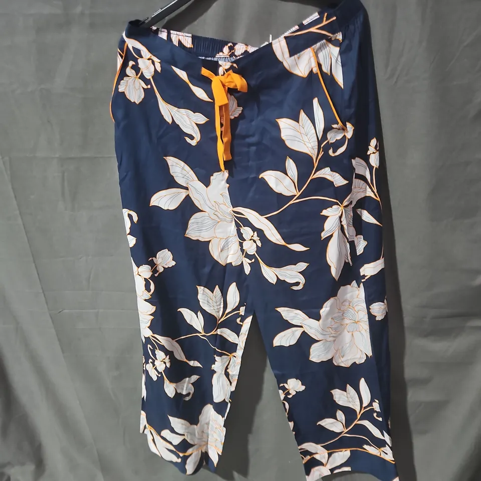 CYBERJAMMIES AUBURN NAVY FLORAL PRINT WIDE-LEG PYJAMA BOTTOMS – UK 12
