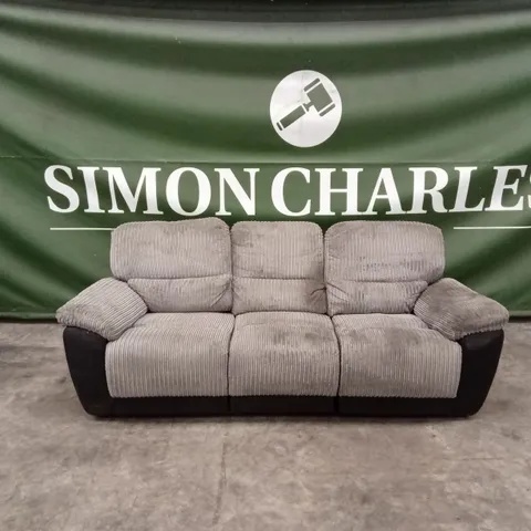 SIENNA FABRIC/FAUX LEATHER HIGH BACK 3 SEATER MANUAL RECLINER SOFA